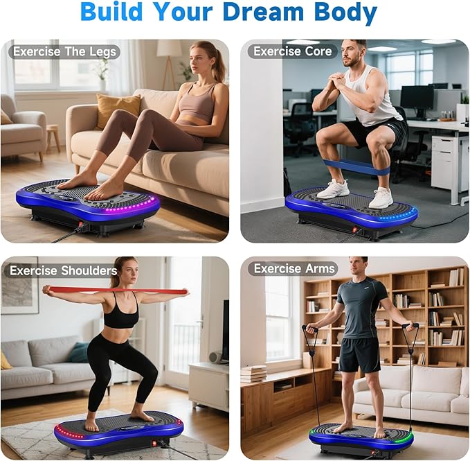 Vibration Plate Exercise Machine for Lymphatic Drainage, Vibration Machine for Full-Body Weight Loss Shaping, Vibrate Fitness Platform 400 Lbs & 200 Adjustable Speeds for Women Men Home Gym