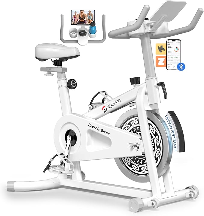 Exercise Bikes for Home,Indoor Cycling Bike with Adjustable Friction,Brake Pad Resistance Silent Belt Drive,330lbs Weight Capacity &Upgraded Version Seat for Home Cardio&Weight Loss