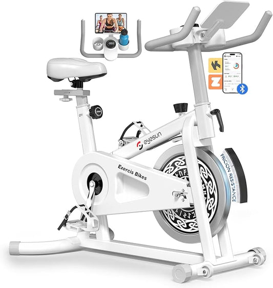 Exercise Bikes for Home,Indoor Cycling Bike with Adjustable Friction,Brake Pad Resistance Silent Belt Drive,330lbs Weight Capacity &Upgraded Version Seat for Home Cardio&Weight Loss