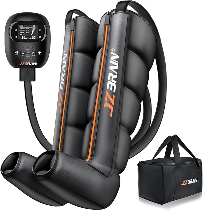 Air Compression Leg Recovery Boots : Dual-Power Sequential Compression System Device with Smart Pressure Sensor - 6 Modes & 14 Positions Foot and Leg Massage for Athletes & Gym (Small)