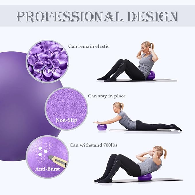 Soft Pilates Ball 9 Inch, Ideal Small Exercise Ball Between Knee Squeeze for Physical Therapy Yoga Core Medicine Abs Pt Bouncy, Mini Rubber Fitball Barre Workout Equipment for Women Men Kid Toddler