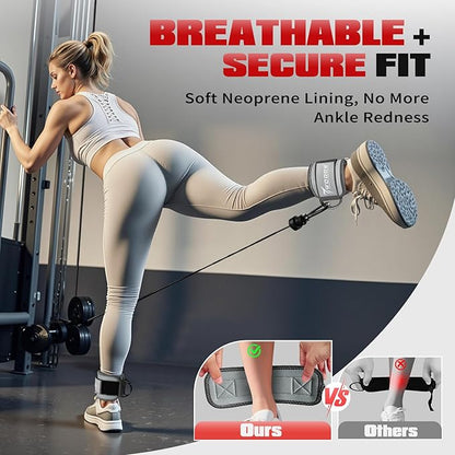 Ankle Resistance Bands with Cuffs, Leg and Glutes Workout Equipment, Resistance Bands with Ankle Straps for Cable Machine Kickbacks, Booty Workouts, Lower Body Exercises - Home Gym Exercise Equipment