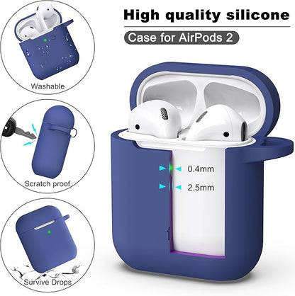 R-fun Compatible with AirPods Case Cover, Soft Silicone Protective Cover with Keychain for Women Men Compatible with Apple AirPods 2nd 1st Generation Charging Case, Front LED Visible,Royal Blue