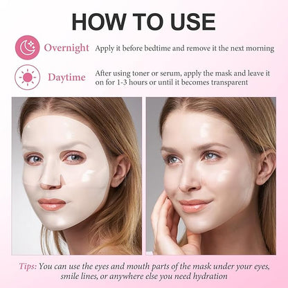 Deep Collagen Face Mask, Overnight Hydrogel Facial Mask for Glowing Hydrating Lifting Firming Anti-Aging Moisturizing & Restores Skin Barrier, Korean Skincare Masks for All Skin Types, 37g x 4ea
