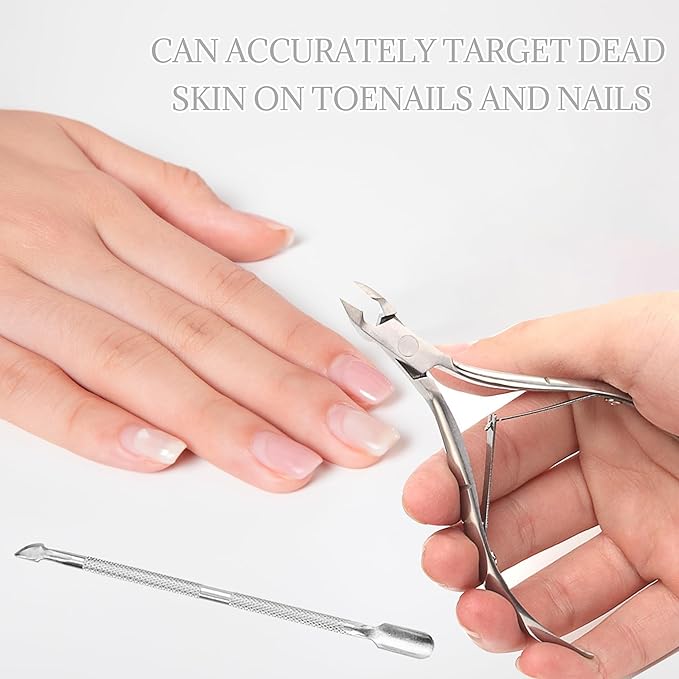 40 Pcs Cuticle Trimmer with Pusher,Stainless Steel Cuticle Nippers, Nail Edge Cutter Clippers Dead Skin Trimmer Pointed Pedicure Manicure Nipper Remover Care Tools Bulk for Fingernails Toenails
