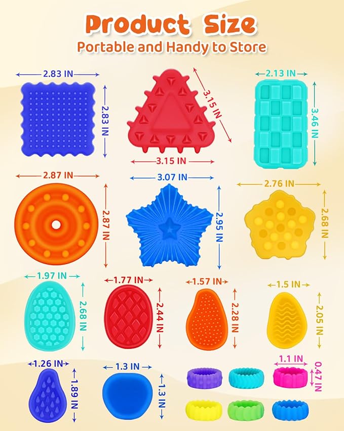 Fidget Toys Sensory Stone 18 Pack Worry Stones Texture Shapes Fidget Rings for Kids Calming - Sensory Autism Toys for Anxiety Relief Quiet Small Fidgets for Classroom Prizes