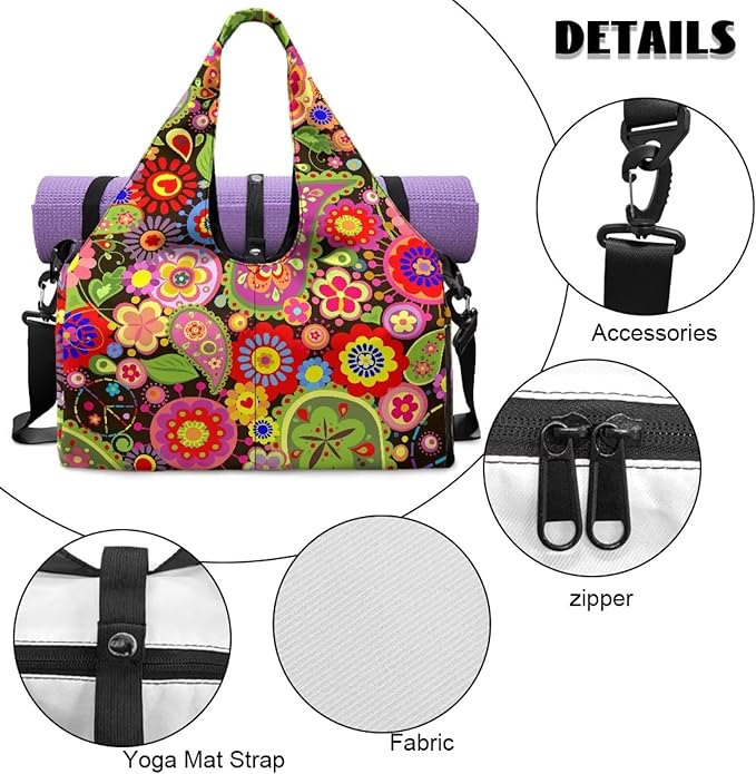 Yoga Mat Bag for Women Men Large Carryall Tote with Adjustable Shoulder Strap for Gym Yoga Travel Pilates Office
