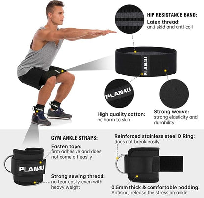 Barbell Pad Set for Squat Hip Thrusts, Upgraded Workout Foam Weight Lifting Bar Cushion Shoulder Neck Support with Anti-Slip Grain, Fits Standard Olympic Bars & Smith Machine