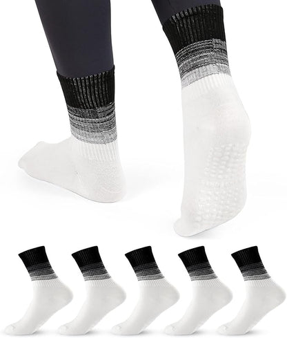 Non-Slip Pilates Socks with Grips for Women 5 Pairs Cute Yoga Socks Grippy for Yoga Barre Ballet