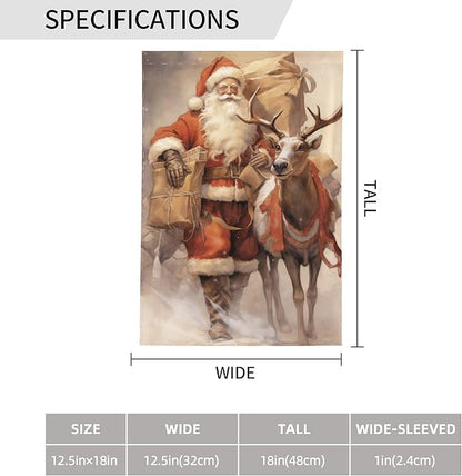 Santa Claus Reindeer Garden Flag 12x18 In Double Sided Yard Flags Lawn Sign Decor No Flagstand