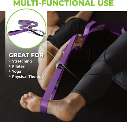 Gradient Fitness Stretching Strap for Physical Therapy, 12 Multi-Loop Stretch Strap 1" W x 8' L, Neoprene Handles, Physical Therapy Equipment, Yoga Straps for Stretching, Leg Stretcher.