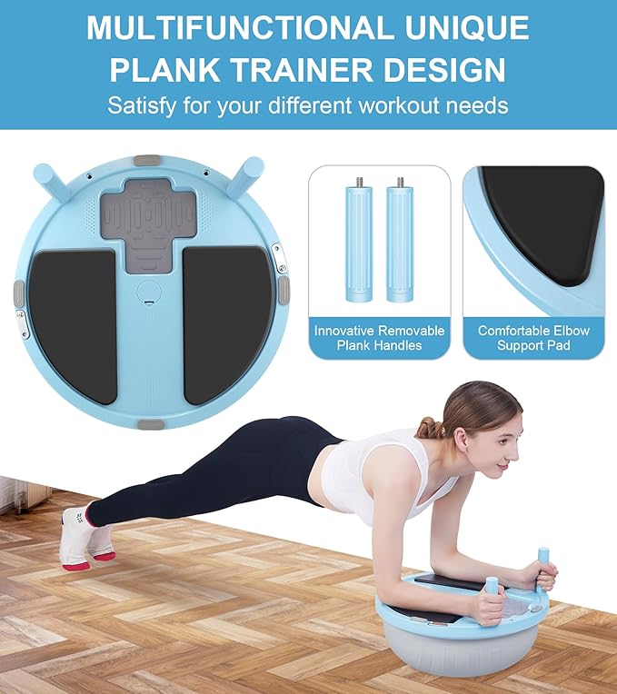 Balance Ball Trainer,Inflatable Yoga Plank Exercise Ball With Plank &Game,Half Balance Trainer With Extra Yoga Ball & Resistance Bands For Home Gym Workout Core Strength Training.