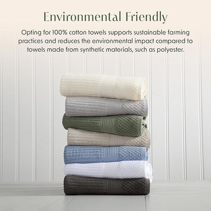 Springtree Home 100% Cotton Bath Towel Set of 4 | Super Soft & Absorbent with Quick-Dry Fibers | 4 Bath Towels |Textured and Durable Cotton | Krista Collection (Beige)