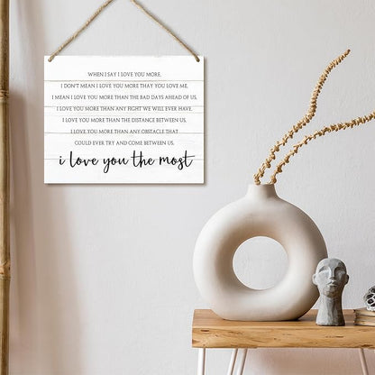 I Love You Gift For Wife Husband Girlfriend Boyfriend Valentine's Day Gift for Daughter Son Hanging Plaque With Rope, Home Wall Shelf Decor Wood Sign for Study Dining Room Bedroom Kitchen -31