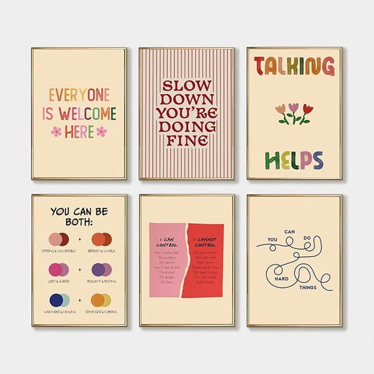 Mental Health Wall Art Therapy Office Psychology Wall Decor Motivational Inspirational Wall Decor Anxiety Relief Poster Calming Corner Prints Artwork for Office Home Studio Bedroom Living Room Home Decor (8*10)