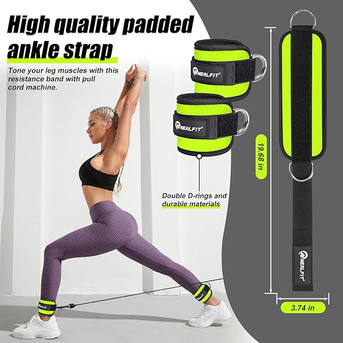 Ankle Strap for Cable Machine, Gym Ankle Cuff for Kickbacks, Leg Extensions, Glute Workouts, Booty Hip Abductors Exercise for Women and Men