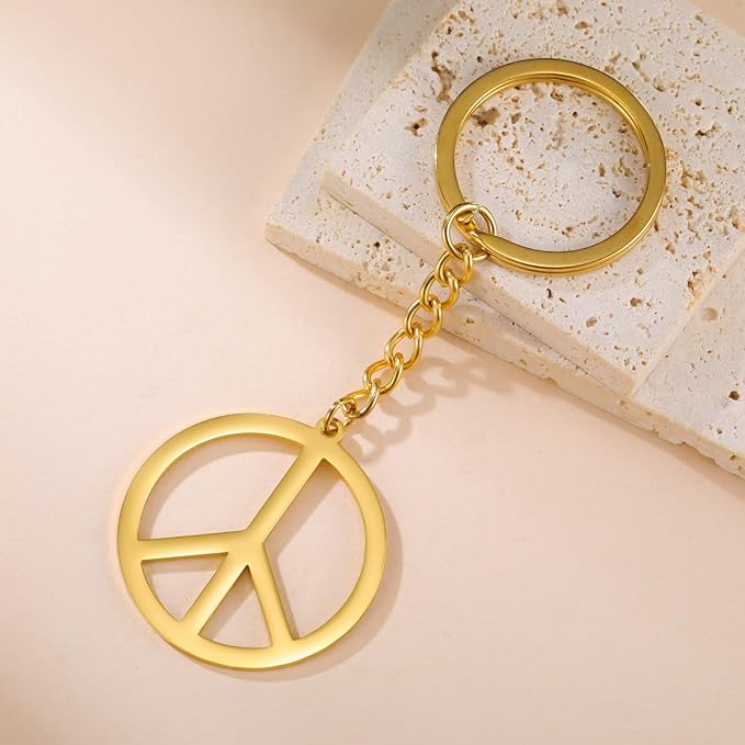 Dreamtimes Peace Sign Pendant KeyRing for Men and Women Love Peace Symbol Keychain Bag Car Keyring Peace Sign Jewelry