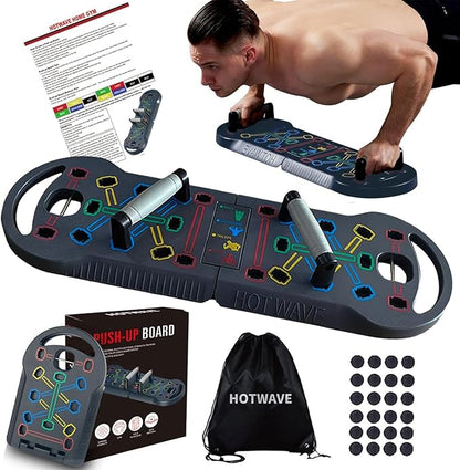 HOTWAVE Portable Exercise Equipment with 16 Gym Accessories.20 in 1 Push Up Board Fitness,Resistance Bands with Ab Roller Wheel,Full Body Workout at Home
