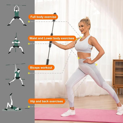 Fitness Exercise Bar,Elastic Fitness Bar,High Frequency Vibration Training Fat Buring Workout Bar for Yoga Pilates Sports,Power Twister for Arm,Abdominal Muscles Strength Exercises In Home Gym