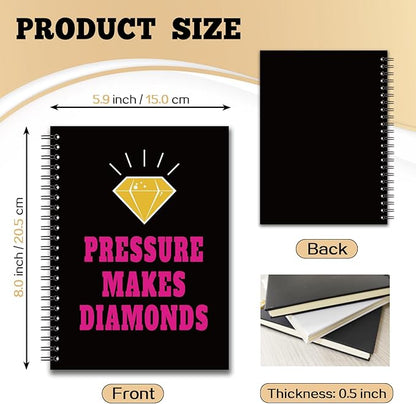 YAZMEEN Inspirational Blank Spiral Notebook（160 Pages） Pressure Makes Diamonds Hardcover Sketchbook Encouragement Notebook Journal Funny Birthday Gifts for Strong Teen Student Colleague Boss Friend