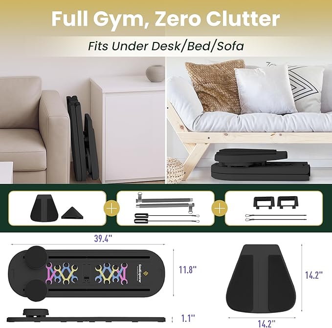 Pilates Board, Multi-Purpose Pilates Reformer Set,Portable Pilates Reformer Board with Yoga Socks & Resistance Bands ,Best for Women Fitness & Exercise at Home Pilates Workout Board.