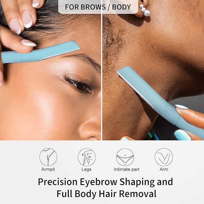 Precision Dermaplane Razor, Face Razors for Women and Men, Eyebrow Razor, Dermaplaning Tool, Peach Fuzz Remover, Skin-friendly Microblades with Protective Cap