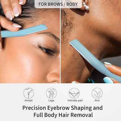 Precision Dermaplane Razor, Face Razors for Women and Men, Eyebrow Razor, Dermaplaning Tool, Peach Fuzz Remover, Skin-friendly Microblades with Protective Cap