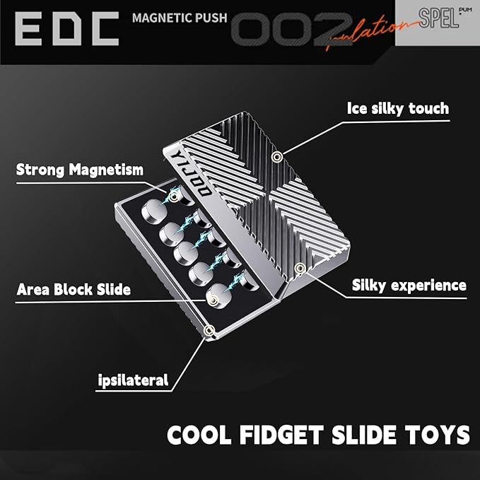 Fidget Slider, Metal Fidget Toy Adults-Smooth Operation with Mesmerizing Sounds, Stress Relief & Anxiety ADHD, Durable Pocket Desk Toy, for Friends, Perfect for Office, Home, Wait(Silver)
