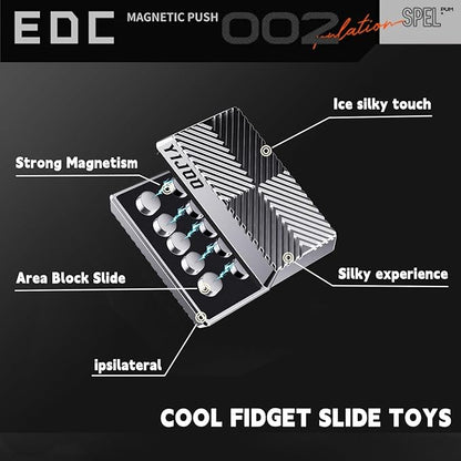 Fidget Slider, Metal Fidget Toy Adults-Smooth Operation with Mesmerizing Sounds, Stress Relief & Anxiety ADHD, Durable Pocket Desk Toy, for Friends, Perfect for Office, Home, Wait(Silver)