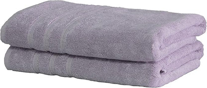Mosobam Luxury Turkish Set of 2 Bath Towels 30X58 Lavender Aura Oversize 700 GSM Bamboo Viscose & Aegean Turkish Combed Cotton