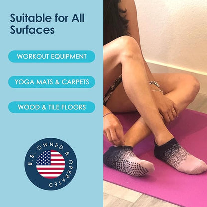 Tucketts Crew Closed Toes Non-Slip Grip Socks - Anti Skid Yoga, Barre, Pilates, Home & Leisure, Pedicure
