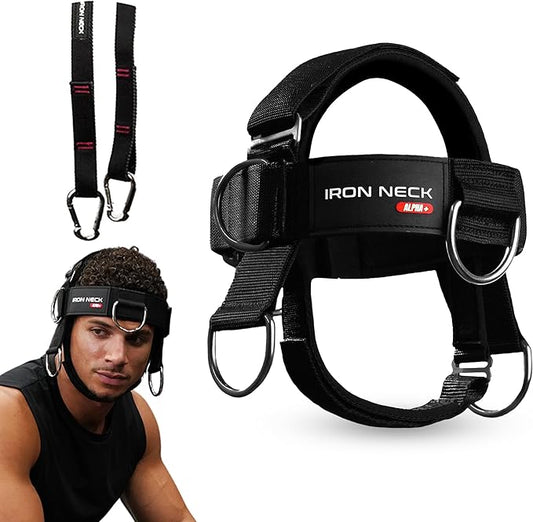 Iron Neck, Versatile Neck Exerciser, Strengthener and Trainer with Adjustable Head and Chin Strap, Portable Head Harness for Weight Lifting, Home and Gym Use