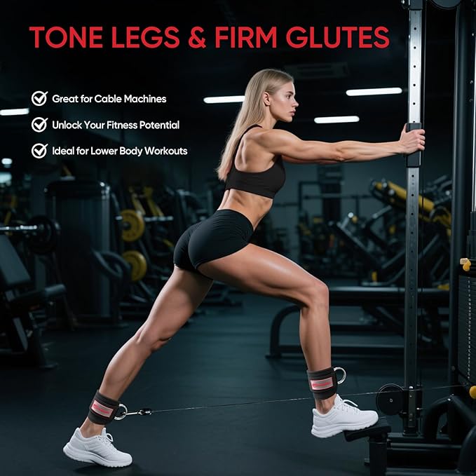 FitBeast Ankle Straps for Cable Machines Women, Glute Kickback Ankle Strap Set with Gym Handles for Cables & Ankle Cable Straps for Workout - Gym Attachments for Cable Machine