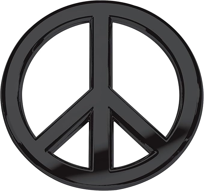 Classic Black Peace Sign Logo - Metal Car Emblem by Revolution Car Badges - Antiwar Peace and Love Symbol - Premium Alternative to Bumper Stickers, Decals, and Magnets (Black Plated Metal)