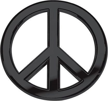 Classic Black Peace Sign Logo - Metal Car Emblem by Revolution Car Badges - Antiwar Peace and Love Symbol - Premium Alternative to Bumper Stickers, Decals, and Magnets (Black Plated Metal)