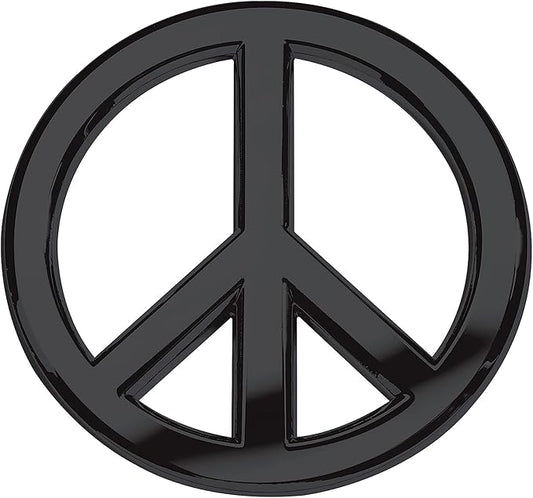 Classic Black Peace Sign Logo - Metal Car Emblem by Revolution Car Badges - Antiwar Peace and Love Symbol - Premium Alternative to Bumper Stickers, Decals, and Magnets (Black Plated Metal)