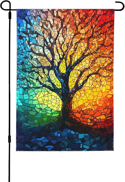 Mosaic Tree Garden Flag 12x18 In Double Sided Yard Flags Lawn Sign Decor No Flagstand