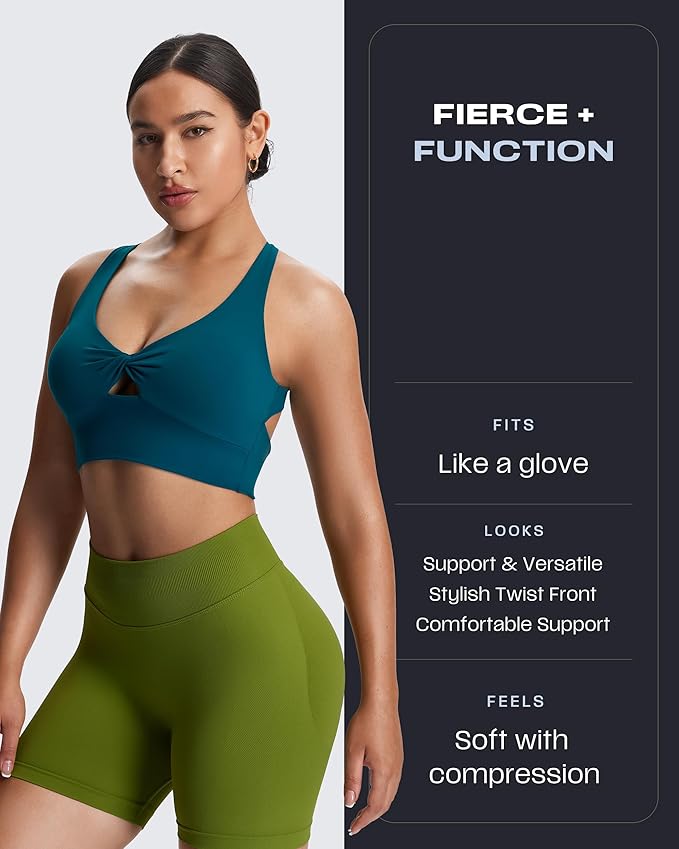 Aoxjox Women's Workout Sports Bras Twist Front Fitness Training Gym Bra Yoga Crop Lola Tank