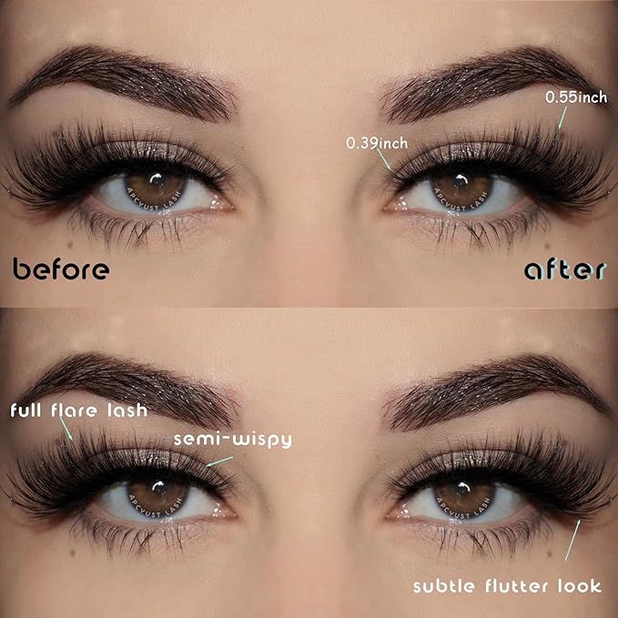 Natural Lashes Wispy Eyelashes Fluffy Mink Lashes Naturl Look Small Strip Eyelash 10 Pairs Short Lashes Pack Lightweight Cat Eye Lash Strips Set (Semi-Wispy | 10-14mm)