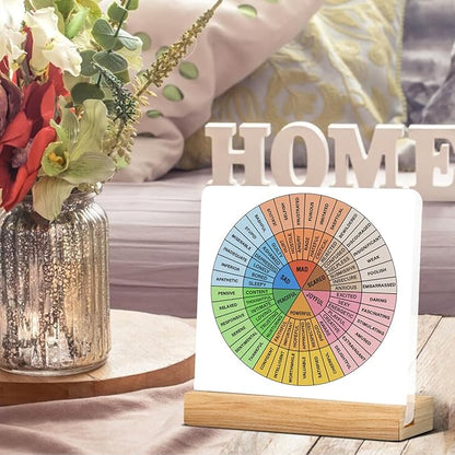 Mental Health Desk Decor, Emotions Desk Signs Wheel of Feelings Acrylic Plaque Sign Therapy Office Home Classroom Decoration 4 x 4 Inches