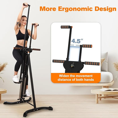 Vertical Climber Exercise Machine for Home Gym with 4 Metal Guide Rails Folding Exercise Climber Cardio Workout Machine 5-Level Heights Stair Stepper Newer Version, Easy to Assemble