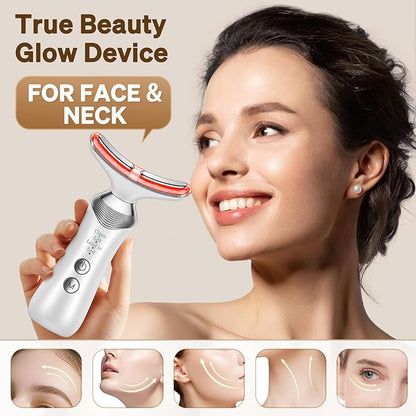 Face and Neck Massager, 7-in-1 Multifunctional Facial Massager Tool with 4 Modes, Portable Facial Skin Care Tools, Beauty Device for Home Travel