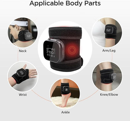 Arm Heating Pad with Heat & Vibration & Red Light, Cordless Elbow Heating Pad with 31IN Detachable Extension Strap,Wireless Arm Massager with Heat for Elbow Hand Knees Leg Ankles Wrists, Velcro