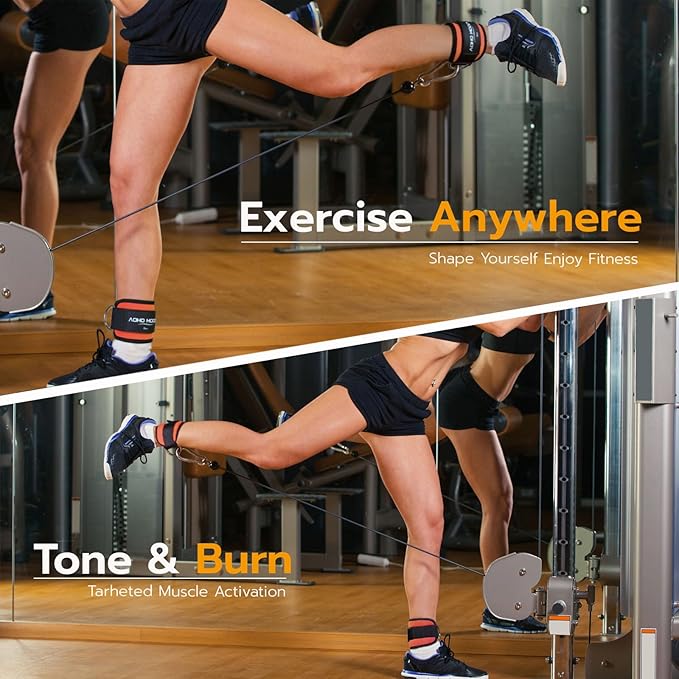 Comfortable Adjustable Ankle Straps for Cable Machines Women, Gym Workout Leg Strap, Glute Cuff, Ankle Cuffs for Glute Workouts, Foot Straps for Kickback, One Size Fit All