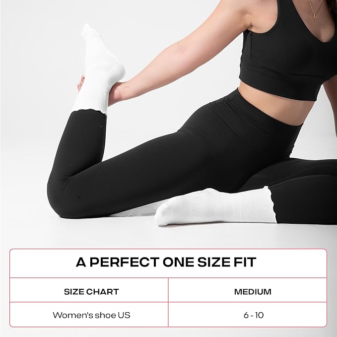 CoolMate Pilates Socks with Grips for Women, Yoga Socks, Crew Non Slip Women for Workout, Barre, Pilates Gifts