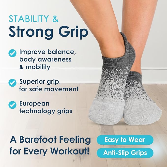 Tucketts Crew Closed Toes Non-Slip Grip Socks - Anti Skid Yoga, Barre, Pilates, Home & Leisure, Pedicure