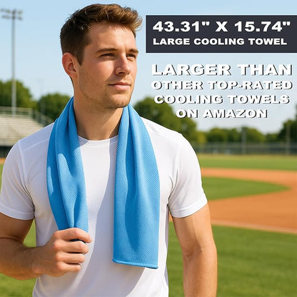 Cooling Towels 43.3" x 15.7" - Ice Towel, Sweat Towel, Cooling Towels for Neck & Face & Cooling Neck Wraps for Summer Heat - Neck Cooler for Quick Cool Down for Gym, Running, Golf, Yoga & Sports