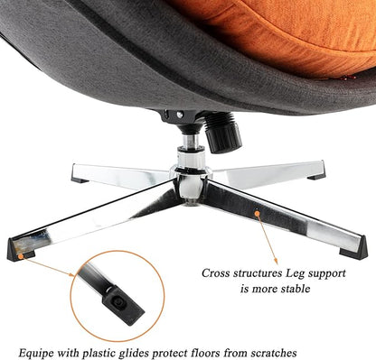 DUOMAY Swivel Lounge Chair Modern Linen Soft Accent Chair with Chrome Base, 34" Wide Relax Glider Rocker Chair for Living Room Bedroom Reading Room Office, Orange
