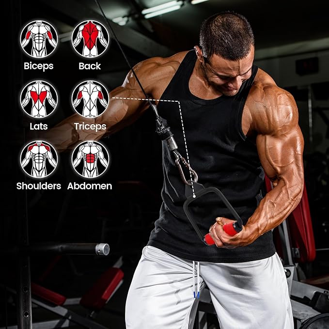 V-shaped Bar Straight Rotating Bar Curl LAT Pull Down Bar D Handle Double D Row Handle With PU Grip Environmentally Odorless, Lat Pulldown Attachments Cable Machine Attachment for Home Gym