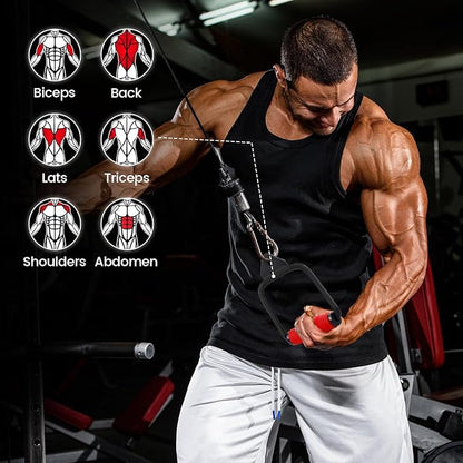 V-shaped Bar Straight Rotating Bar Curl LAT Pull Down Bar D Handle Double D Row Handle With PU Grip Environmentally Odorless, Lat Pulldown Attachments Cable Machine Attachment for Home Gym
